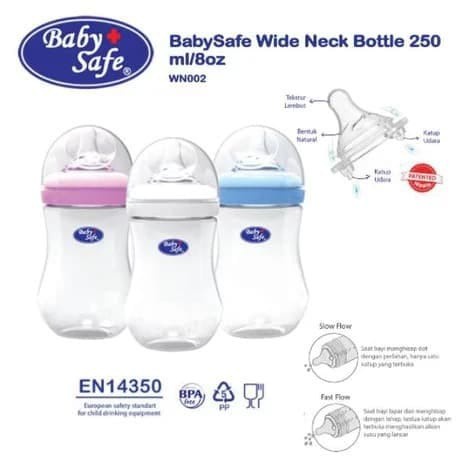 Baby Safe Bottle Wide Neck Botol Susu 125ml WN001-Botol Susu 250ml WN002