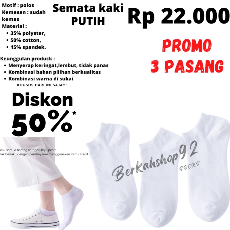 PAKET 3 PASANG KAOS KAKI PENDEK MATAKAKI PRIA WANITA DEWASA