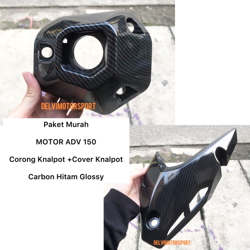 Paket Murah Cover Corong Knalpot Carbon ADV 150 / Cover Knalpot ADV 150 Carbon ZORO