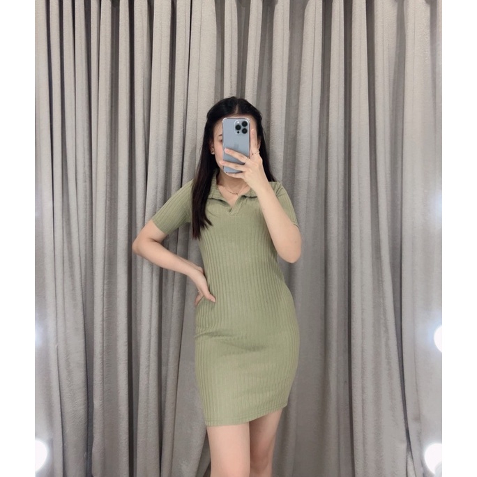 Dress Knit bodycon polo 261 | Dress slim korea | Dress wanita