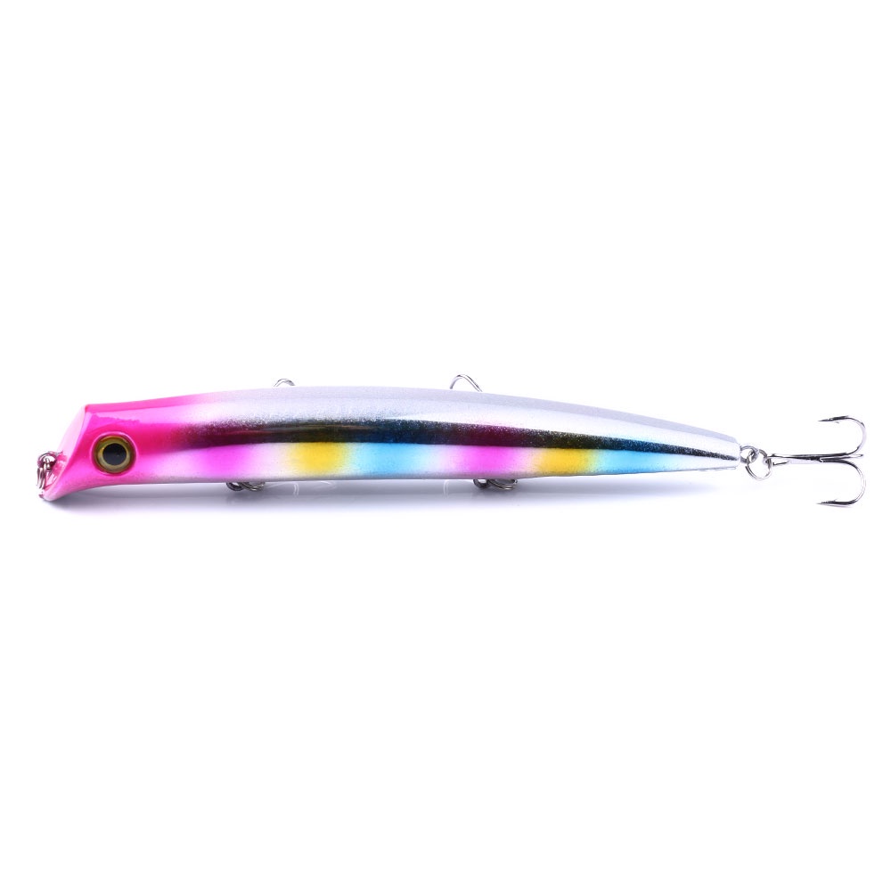 HENGJIA 10PCS/Lot Umpan Pnacing 12cm 17g Popper Fishing Lures Tackle Fake Fish Bait Topwater Artificial Bait Laser Lure Ikan