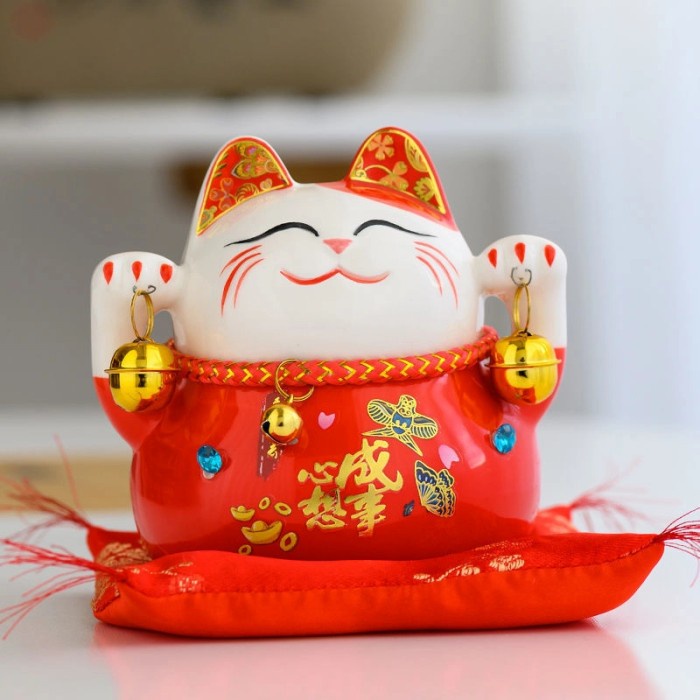 Maneki Neko Kucing Jepang Hoki Keramik Pajangan Kado Ultah Celengan Harga Grosir Termurah