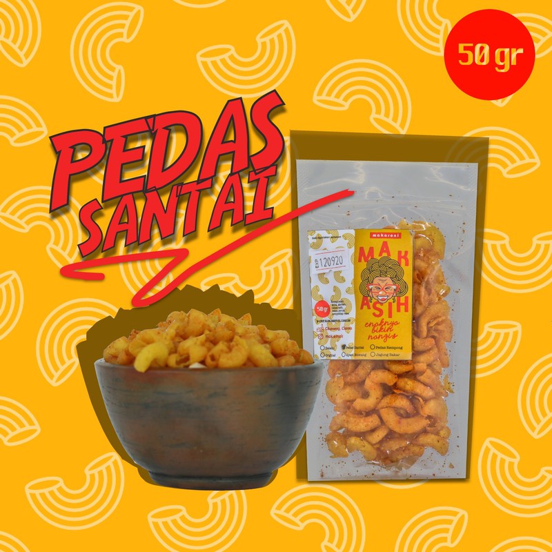 

Kemasan 50 gr Makaroni Mak Asih Camilan Enak Pedas Santai