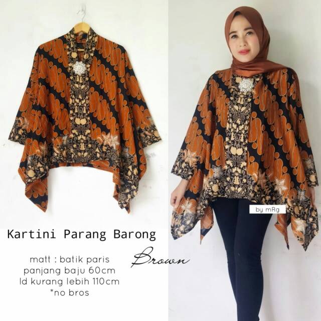 Kartini Parang Barong Brown / Blus Batik Kartini Elegan / Atasan Batik Wanita Pesta