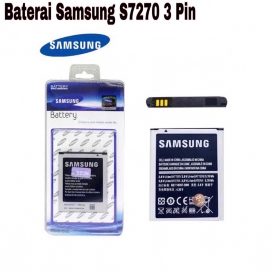 Battery Baterai Batre Samsung S7270 Ace 3 V G313 - 3 Pin Original 99%