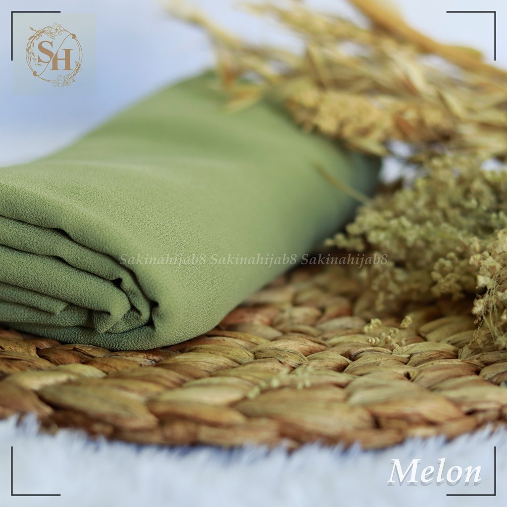 PROMO Pashmina Ceruty Babydoll 200x75 cm jahit tepi CHAPTER1-Melon