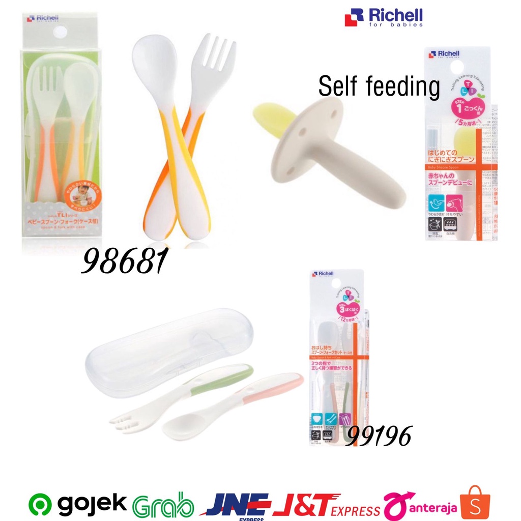 Castle - Richell T.L.I Baby Silicone Spoon - Sendok Silikon Bayi Mandiri - Training Learning Spoon - sendok Pertama Bayi Untuk Makan Sendiri