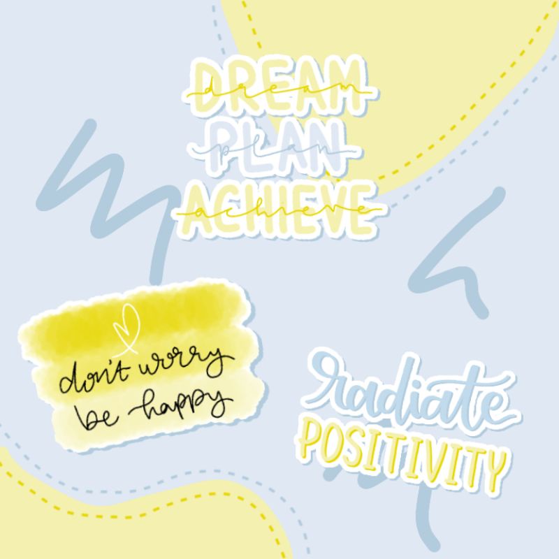 

Positivity Sticker Pack | Stiker Quote ♡ - BLUE-YELLOW