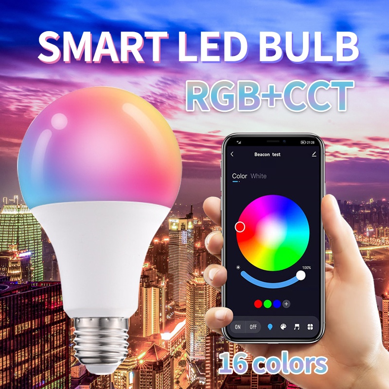 RGB+CCT Bluetooth Smart LED Bulb Dengan Kontrol Telepon Irama Musik Lampu Led Bulb Hangat/Putih 16 W