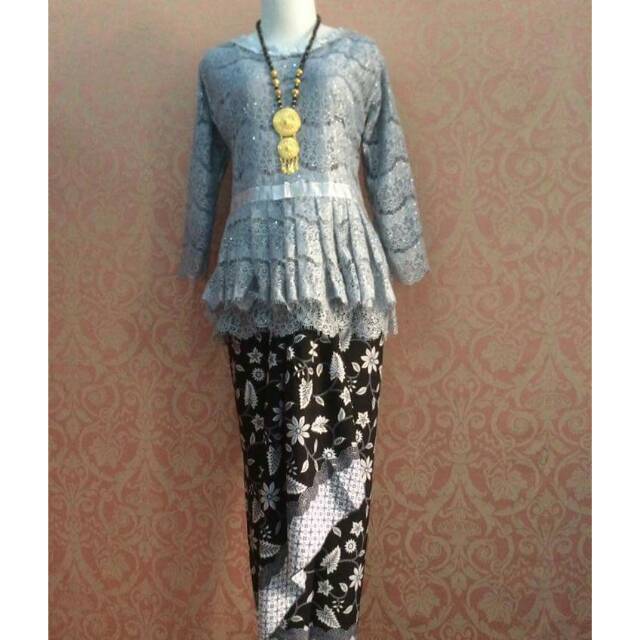 kebaya kutubaru modern atasan brukat brokat warna abu abu