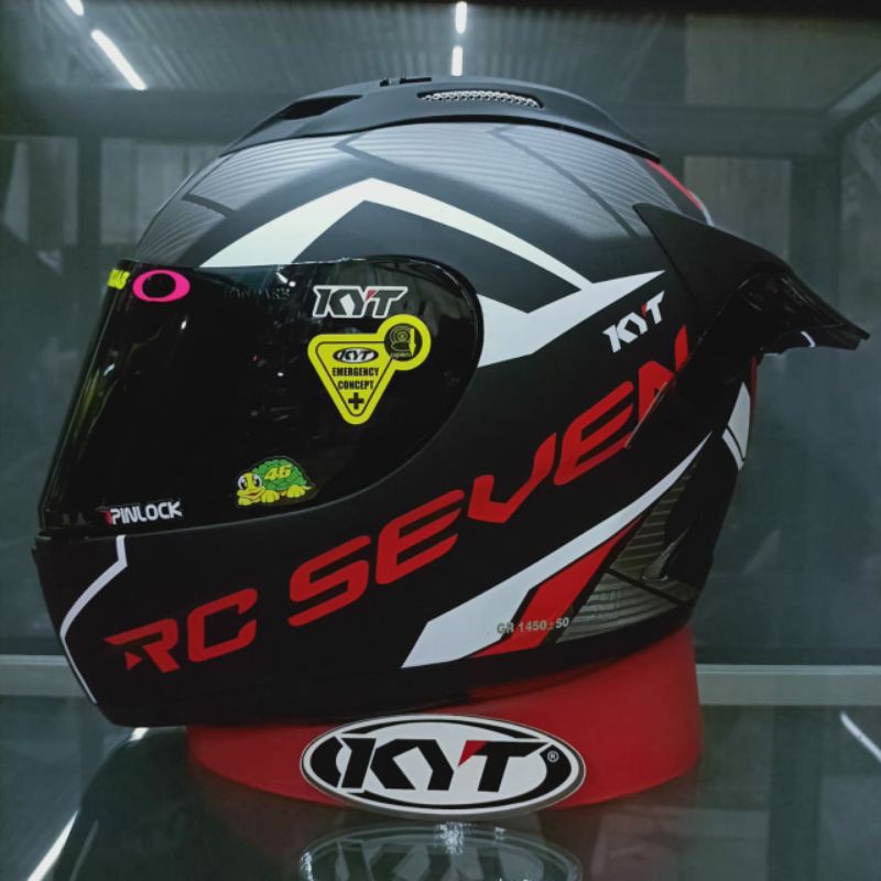 KYT HELM RC7 MOTIF#18 BLACK RED DOFF PAKET GANTENG