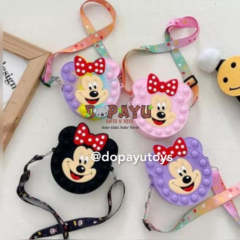 TAS POP IT SLEMPANG MINI KEPALA MINNIE POP ITS STRESS RELIEF TOYS