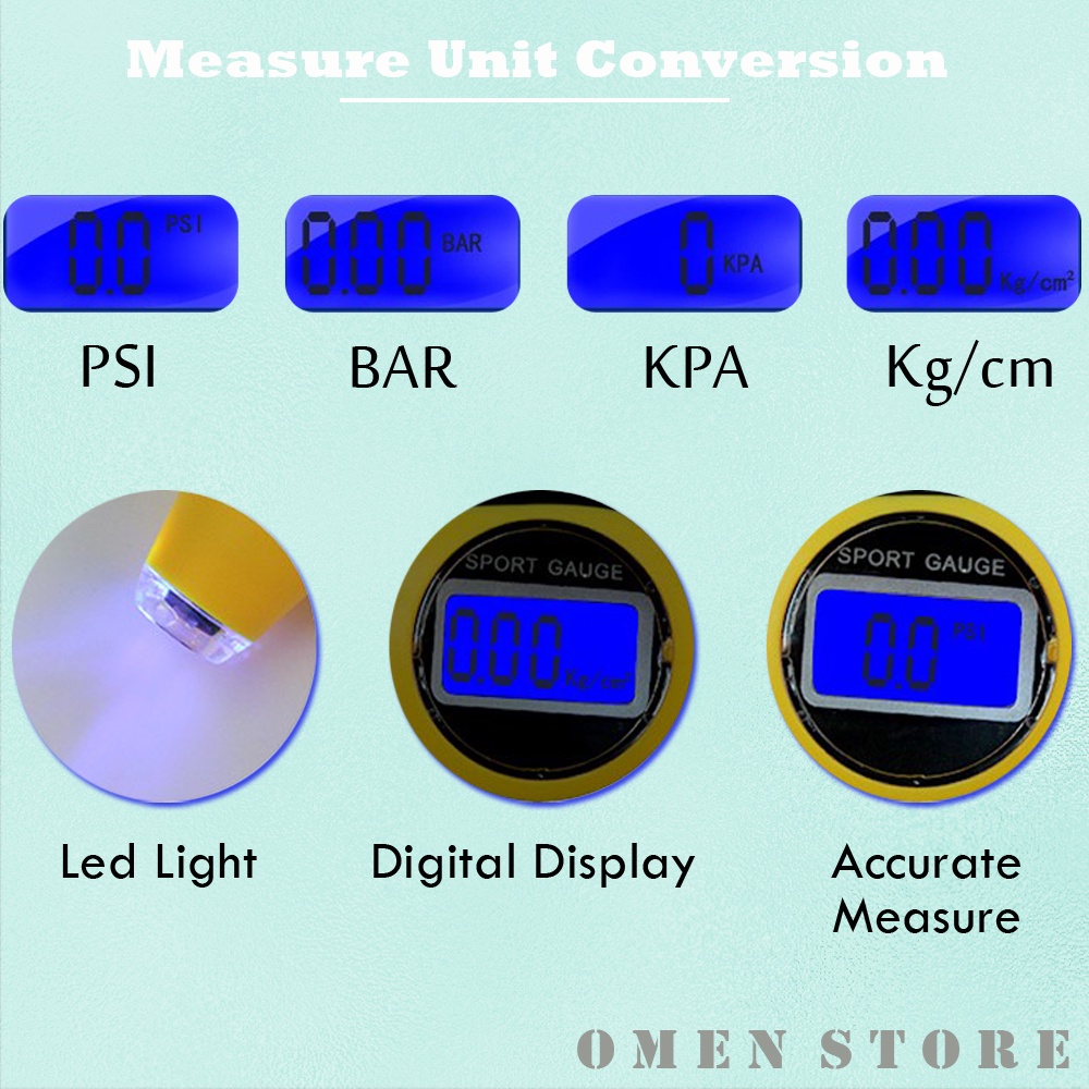 Tekanan Ban Digital LCD Barometers Mobil Motor dan Sepeda | omenstore