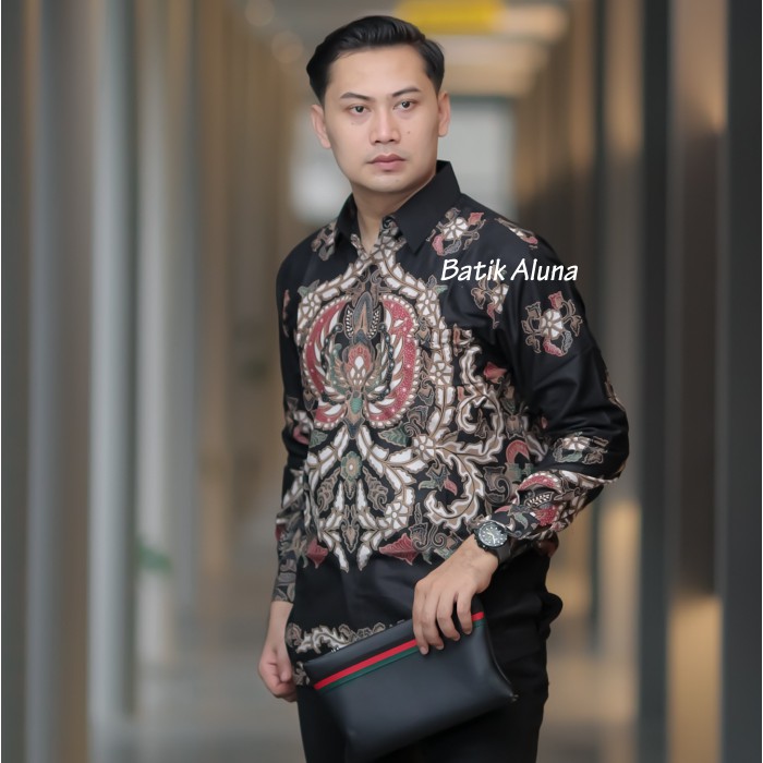 Batik Solo Pria Premium Asli Lengan Panjang Produksi Pabrik Batik Aluna PCW 007