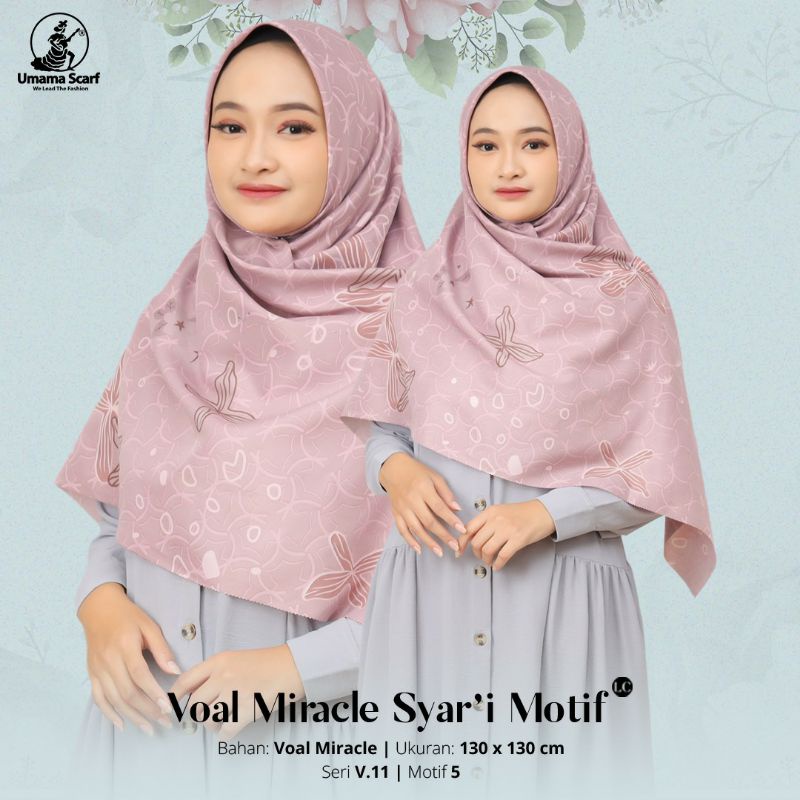 Hijab Segiempat Voal Miracle Syar'i Motif by Umama Scarf Voal Syar'i Motif Premium Hijab
