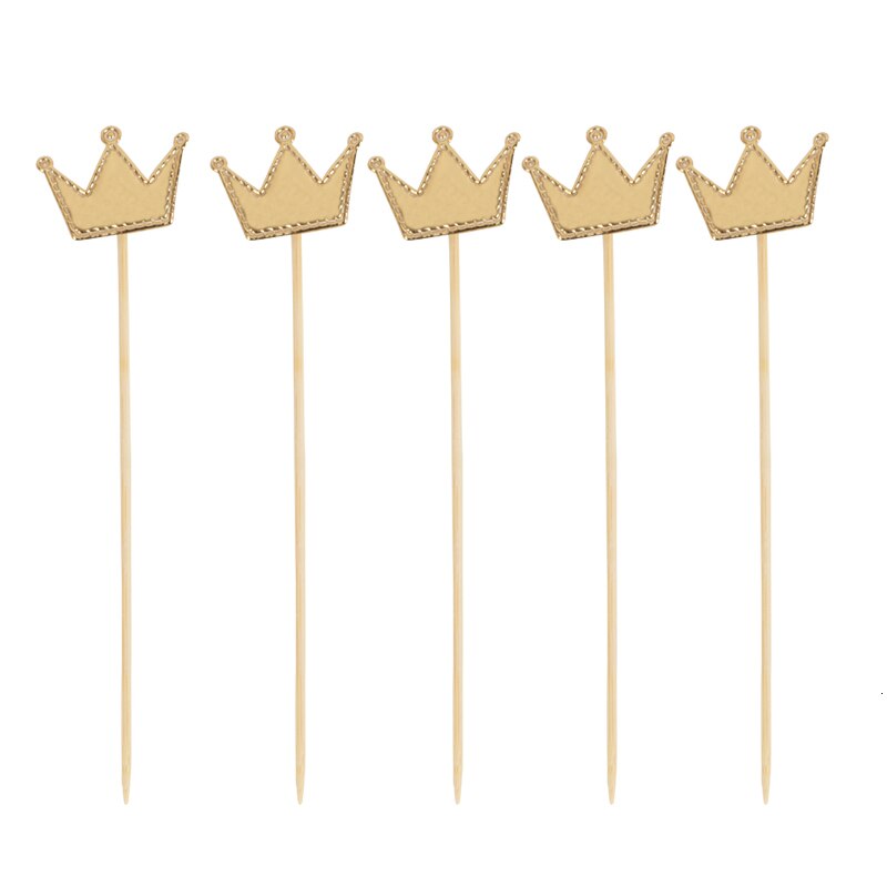 5pcs / Pak Hiasan Topper Kue Dengan Bentuk Mahkota / Hati / Bintang Untuk Perlengkapan Pesta