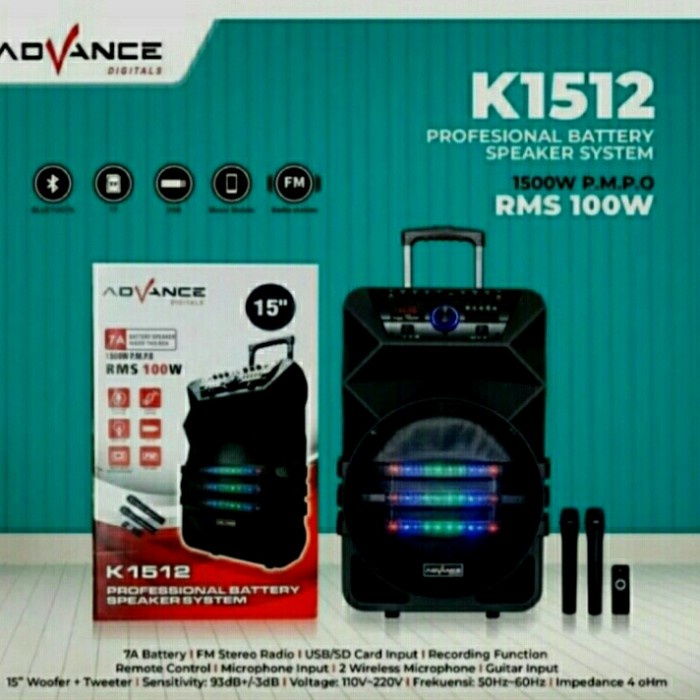 Advance Speaker Meeting/ Portable 15 inch ADVANCE K-1512 Bluetooth,Mc card, usb