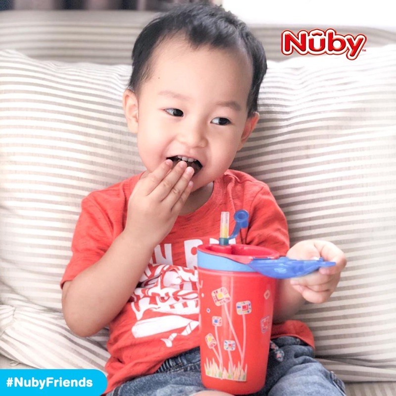 Nuby Snack N Sip Cup With Straw Cover - Botol Minum Anak 270ml
