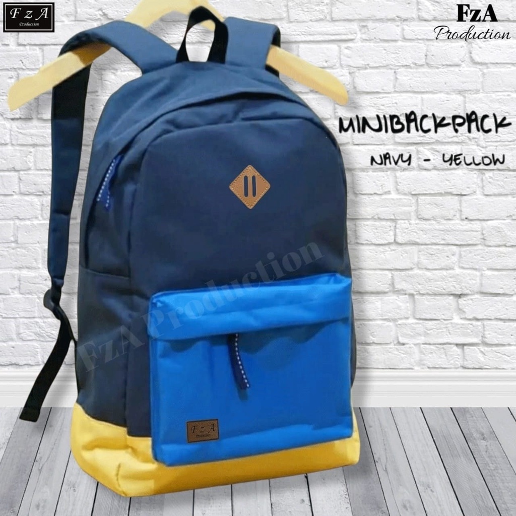 Big Promo..Tas Ransel Distro sekolah kuliah Kerja Pria 4286CV Tas Premium - Ads Navy-Navy yellow Fz