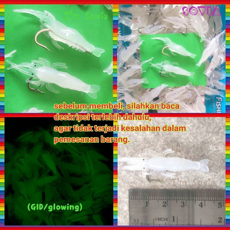 lure umpan pancing ikan dgn kail pengganti ulat / cacing - fishing shrimp lure