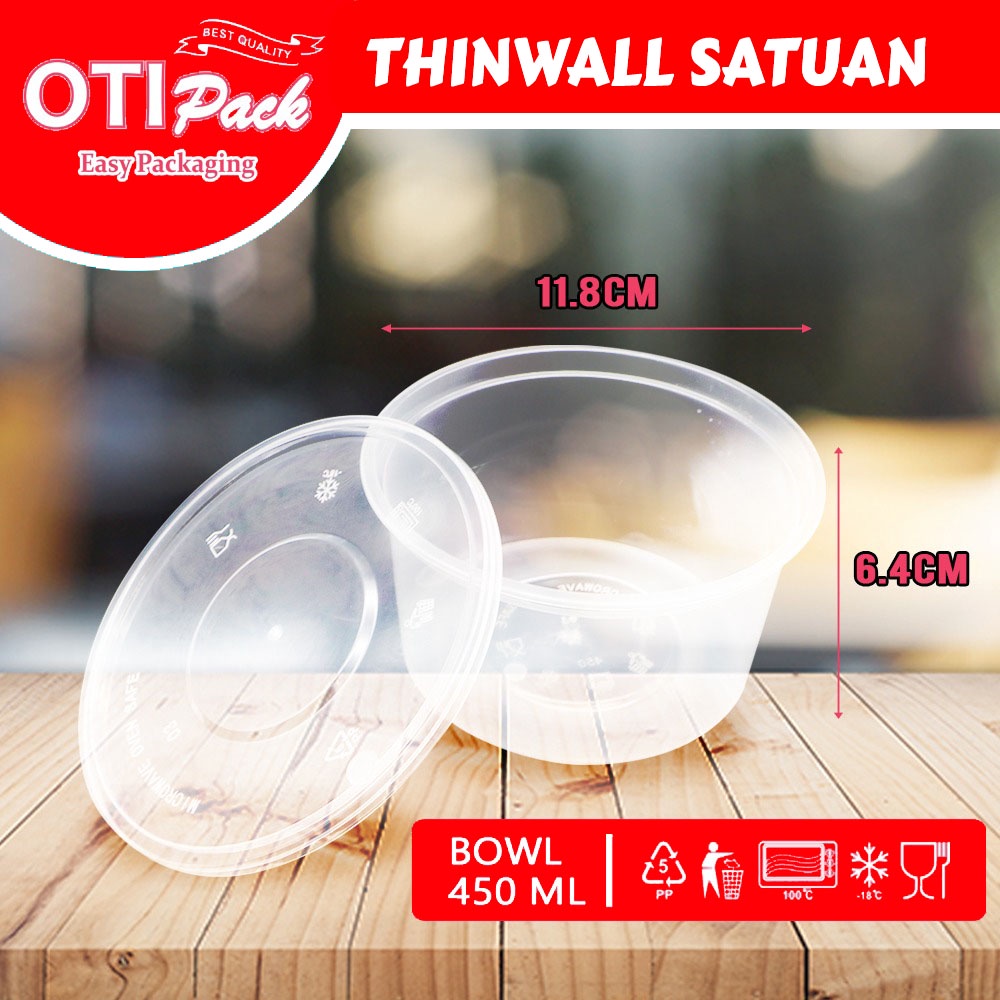 Thinwall Mangkuk BOWL 450ml / Thinwall Otipack Bulat/Temapt Makan/ Tempat Bekal/ Mangkuk Plastik OTBS450