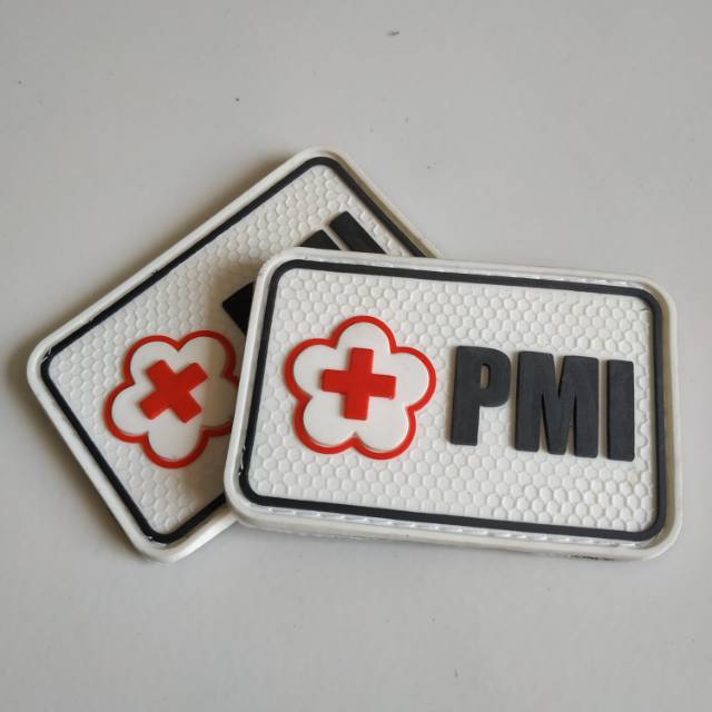 Patch rubber PMI (Palang merah indonesia)/kesehatan/tempelan karet velcro