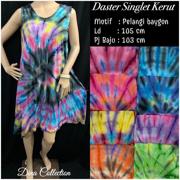 Daster Singlet Kerut pelangi baygon