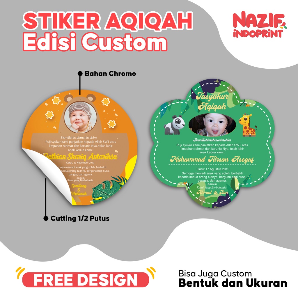 

Stiker Aqiqah Custom Bentuk Lucu dan Unik / Stiker Kelahiran Bayi Lucu dan Murah