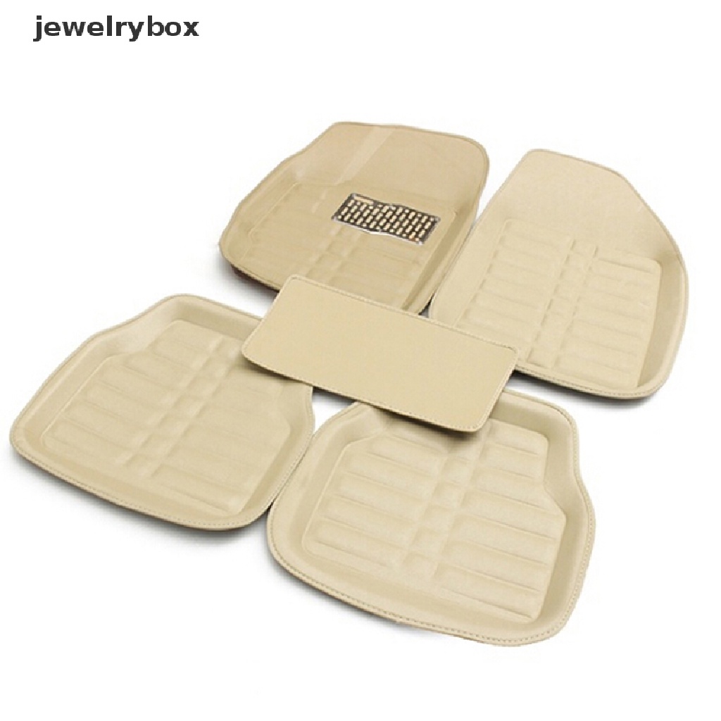 5pcs / set Matras Lantai Mobil Universal Bahan Kulit Warna Beige