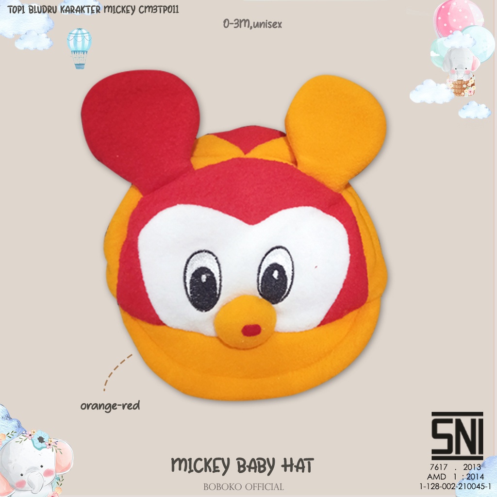 BOBOKO Topi Bayi Karakter Mckey 0-3bulan