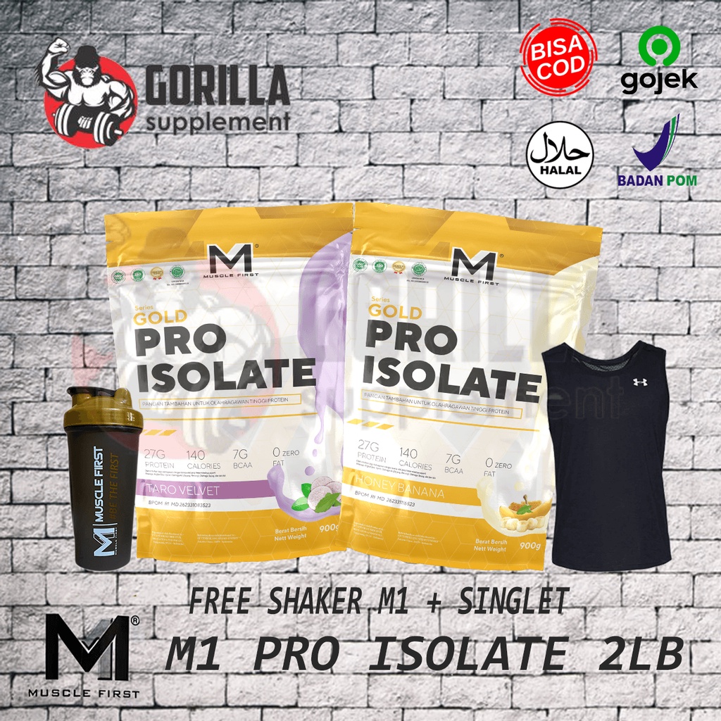 Muscle First Pro Isolate 2lbs 2lb Gold Series Whey Protein Isolate WPI MuscleFirst M1 Nutrion Rasa coklat taro velvet honey banana banana coffe strawberry NEW UPLOAD