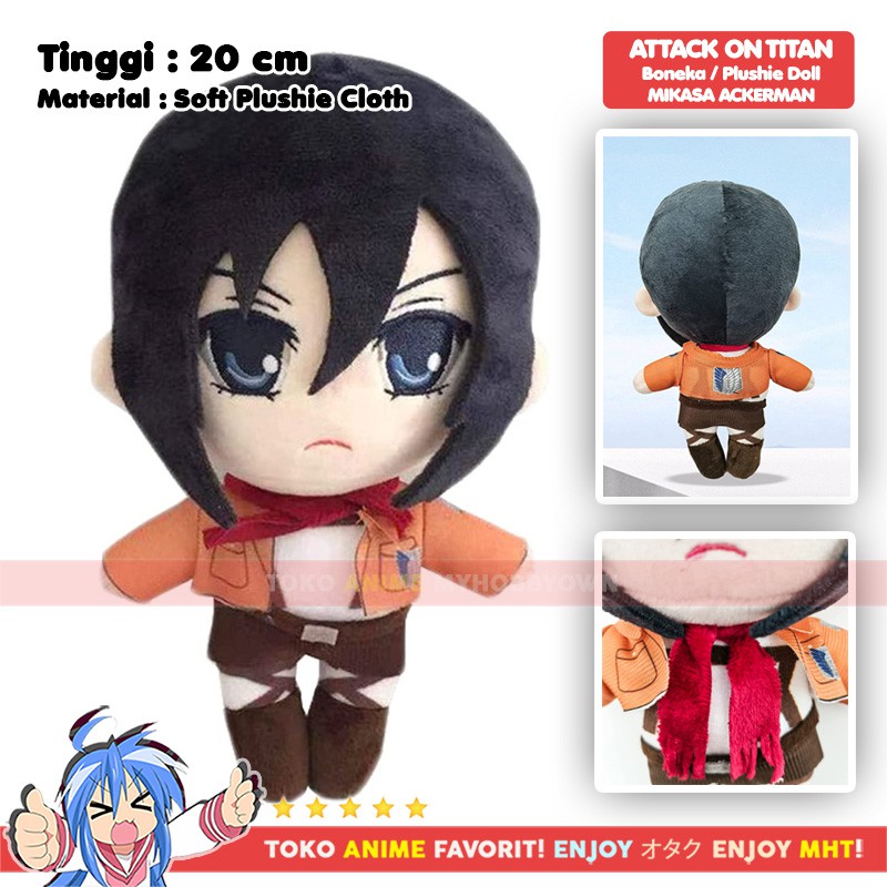 Boneka Attack On Titan AOT Levi Eren Mikasa Anime Plushie Doll Shingeki  no Kyojin SNK