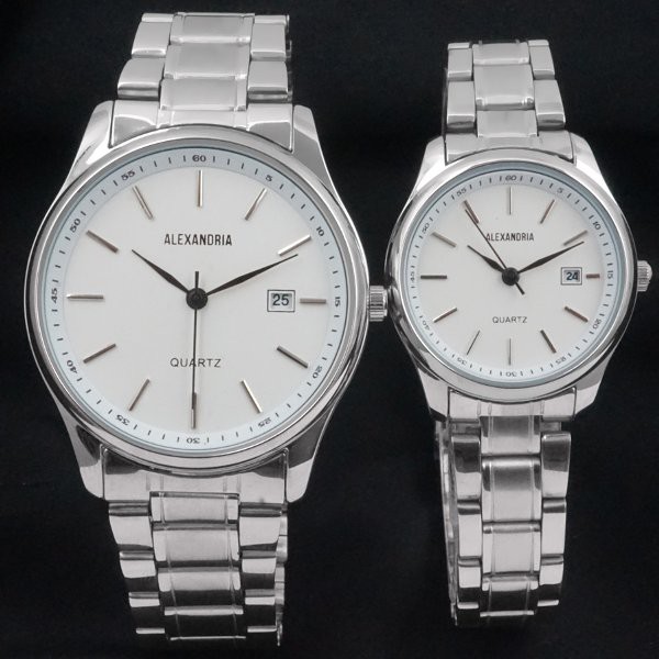 Jam Tangan Couple Original Alexandria Rantai Stainless Steel Anti Air Water Resist Proof