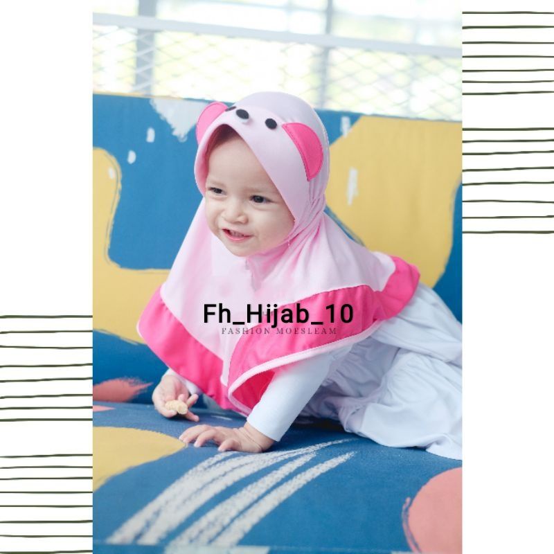 Jilbab Panda Anak Bayi Usia 0-3 Tahun Premium | Hijab Tk Baby Perempuan Newborn Lucu Kerudung Sekolah Lembut Sd  Terbaru