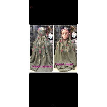 Mukena Terusan Katun Rayon Bordir Mawar Dewasa