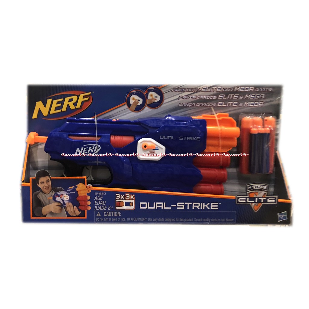 Nerf Dual Strike N Strike Elite Blue Gun Pistol Mainan Anak Nerp