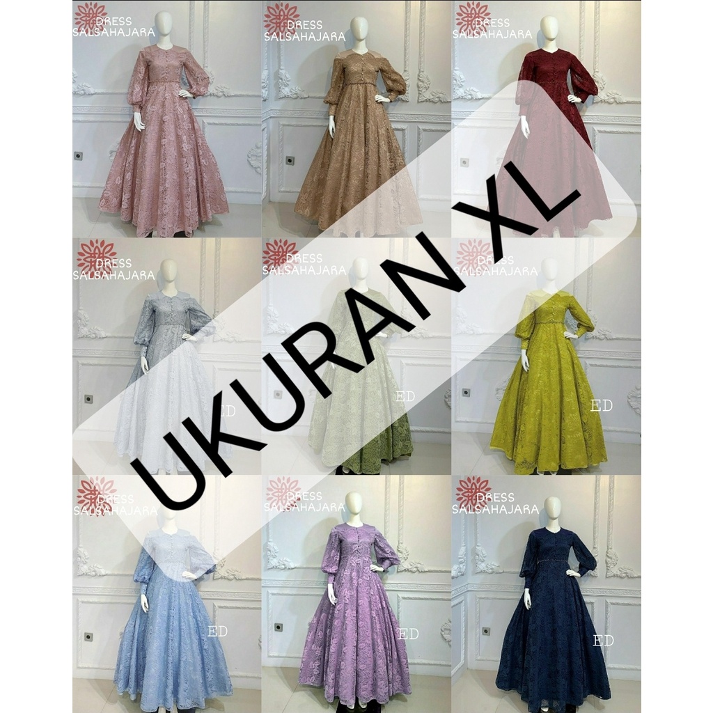 SALSAHAJARA MAXI DRESS PESTA 3UKURAN M L XL / DRES BRUKAT MEWAH/ SALSAHAJARA GAMIS BRUKAT eD / DRES NIKAHAN / PARTY DRESS