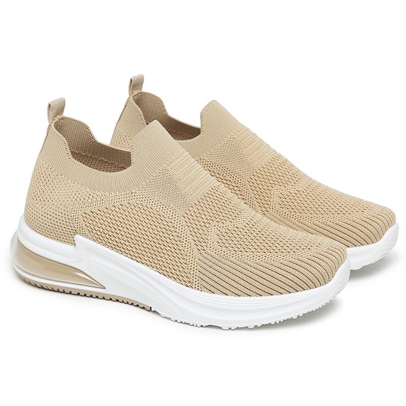 [GROSIR][COD] SEVEN_DAY SEPATU RAJUT WANITA OLAHRAGA TANPA TALI SPORT SHOES KHAKI A-668