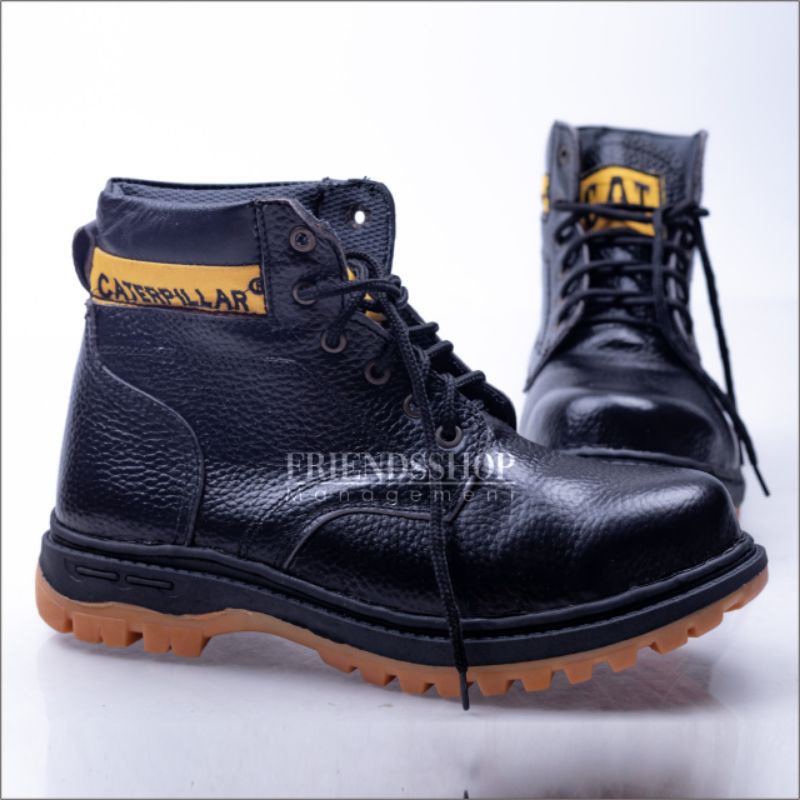 Sepatu safety pria CATERPILLAR kulit asli