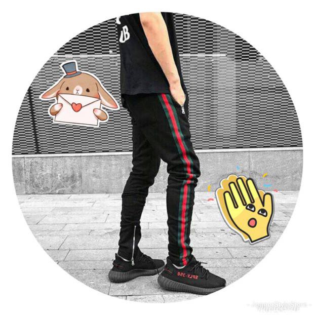 [[BISA COD]] CELANA JOGGER PRIA HITAM LIST GUCCI ZIPPER / CELANA JOGGER COWOK / JOGGERPANT HYPEBEAST