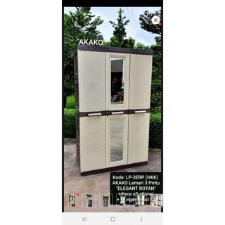 LEMARI PLASTIK AKAKO 3 PINTU ELEGANT KACA | Shopee Indonesia