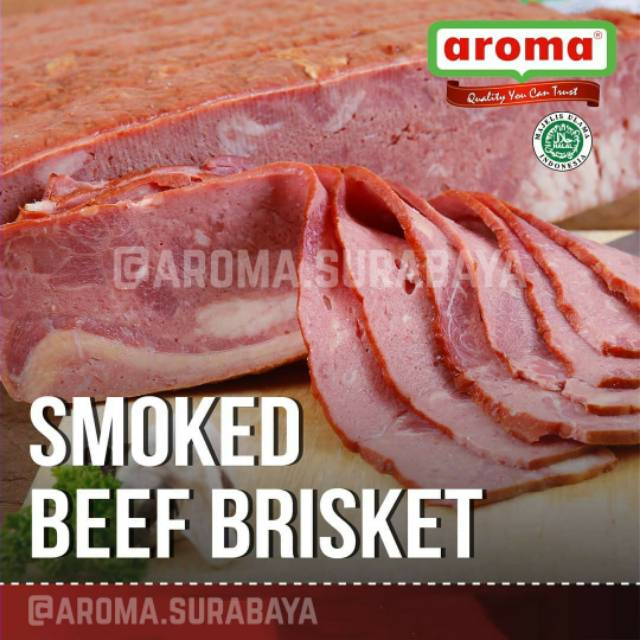 

AROMA Smoked Beef Brisket Bacon 1000gr / 1kg Daging Sapi Bacon HALAL Meat Frozen Food