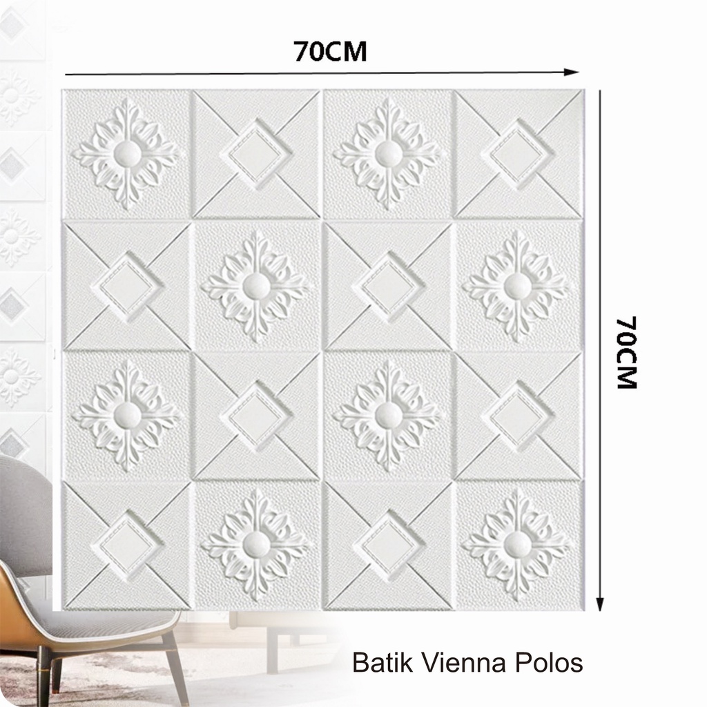 BATIK KRISTAL 70X70cm | Wallpaper Foam 3D Sticker Dinding Hiasan Dekorasi Kamar Tidur Plafon Wallfoam Kedap Peredam Suara-BTK VIENA POLOS