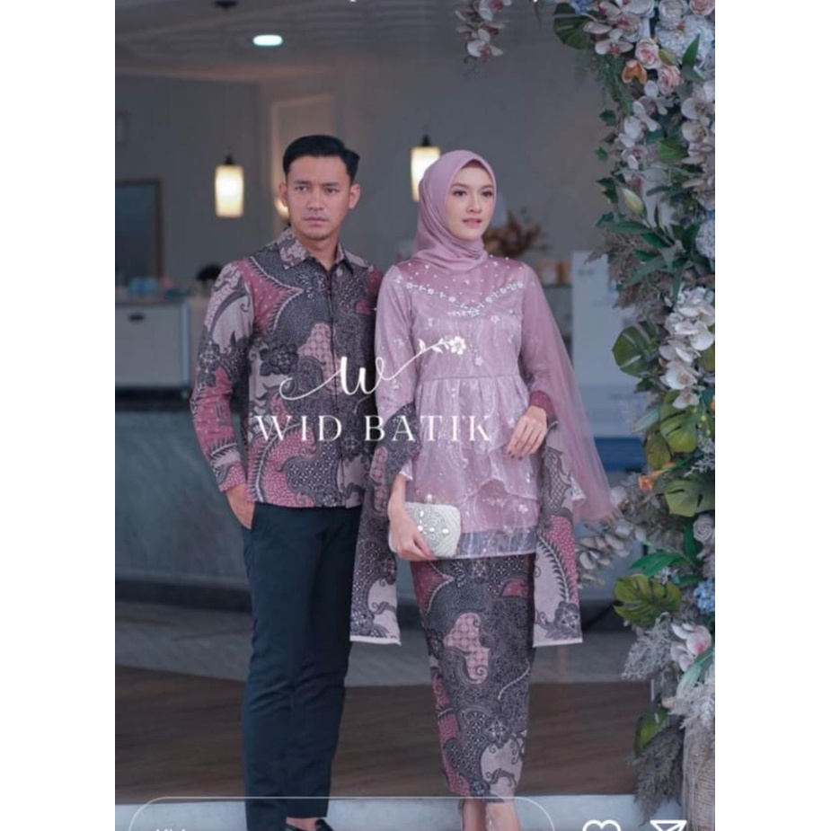 KHANSABATIK COD - SET COUPLE MECCA DUSTY KEBAYA KONDANGAN TUNANGAN BAJU SARIMBIT PRIA WANITA FASHION MUSLIM KEKINIAN BAHAN BROKAT VELVET MIX TILE MUTIARA MEWAH TERBARU 2022