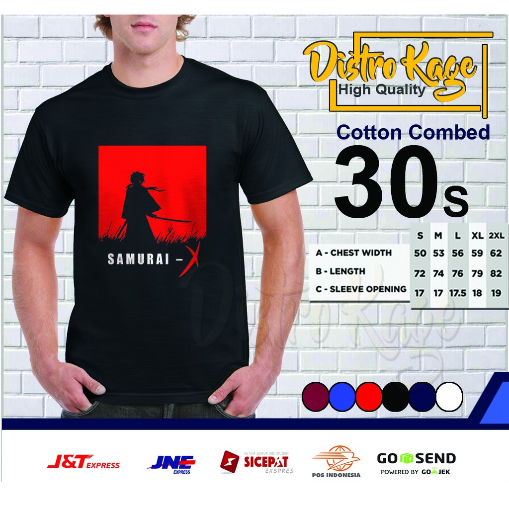 Baju Kaos Pria Wanita Distro Gambar Samurai X Anime Jepang Costum Lucu Simple Cewek Cowok Kekinian Shopee Indonesia