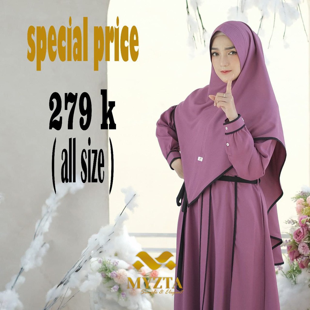 SET GAMIS MYZTA ORIGINAL KENZA SYARI MAROON MOCCA TUA NAVY SALEM SET GAMIS DEWASA MYZTA KENZA SYARI