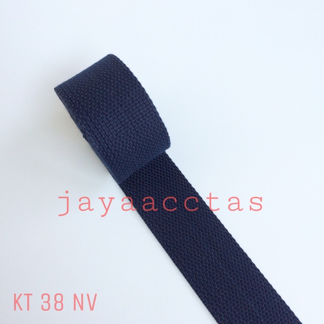 Tali webbing tas katun 3.8 cm biru donker