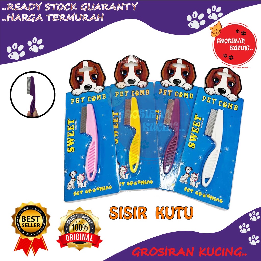 Sisir Kutu Logam Anjing Kucing  / Serit Kutu Gagang Panjang