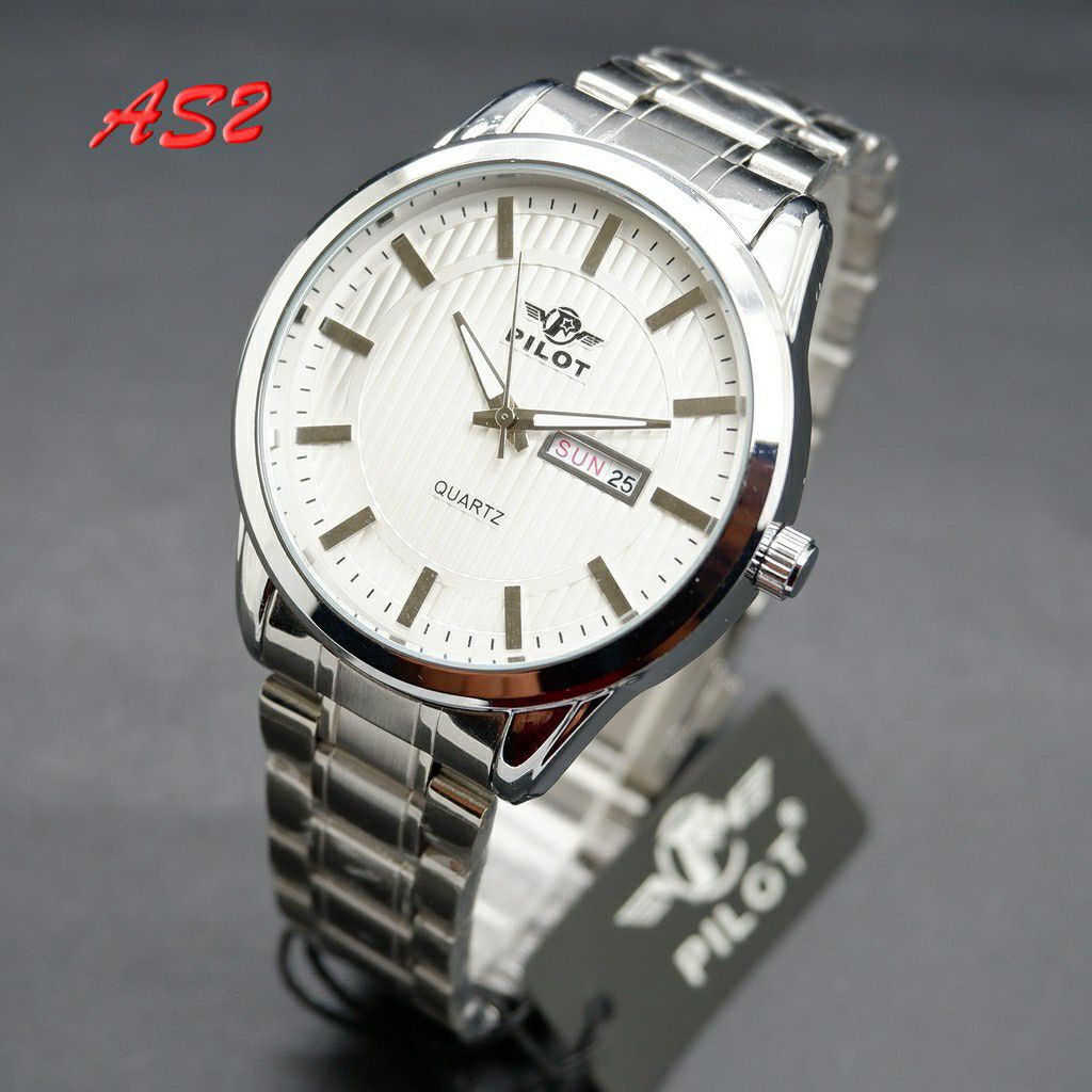 Jam Tangan Pria Pilot Original Rantai Water Resist 0602