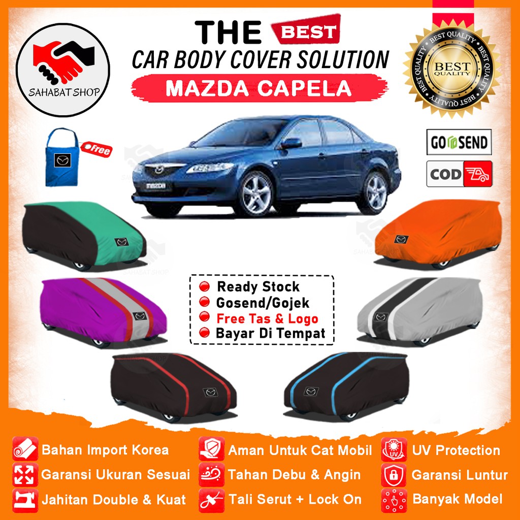 Sahabat Body Cover Mobil Capella / Sarung Penutup Mazda Capella Outdoor / Tutup Mantel Selimut Mantol Jas Pelindung Sedan Capella Anti Air Waterproof Model Orange